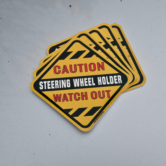 Caution: Steering Wheel Holder Vinyl Bumper Sticker (set of 5)